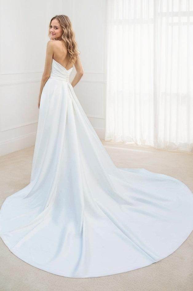A-Line Court Train Satin Wedding Dress CW3450 - COCOMELODY