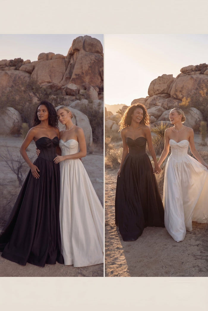 A-Line Court Train Satin Wedding Dress CW3502
