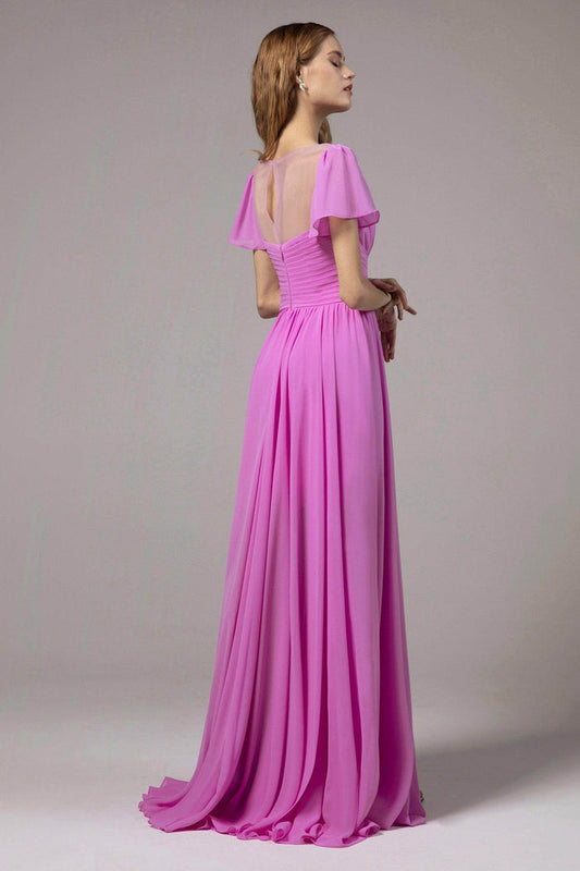 A-Line Floor Length Chiffon Bridesmaid Dress CB0396 - COCOMELODY