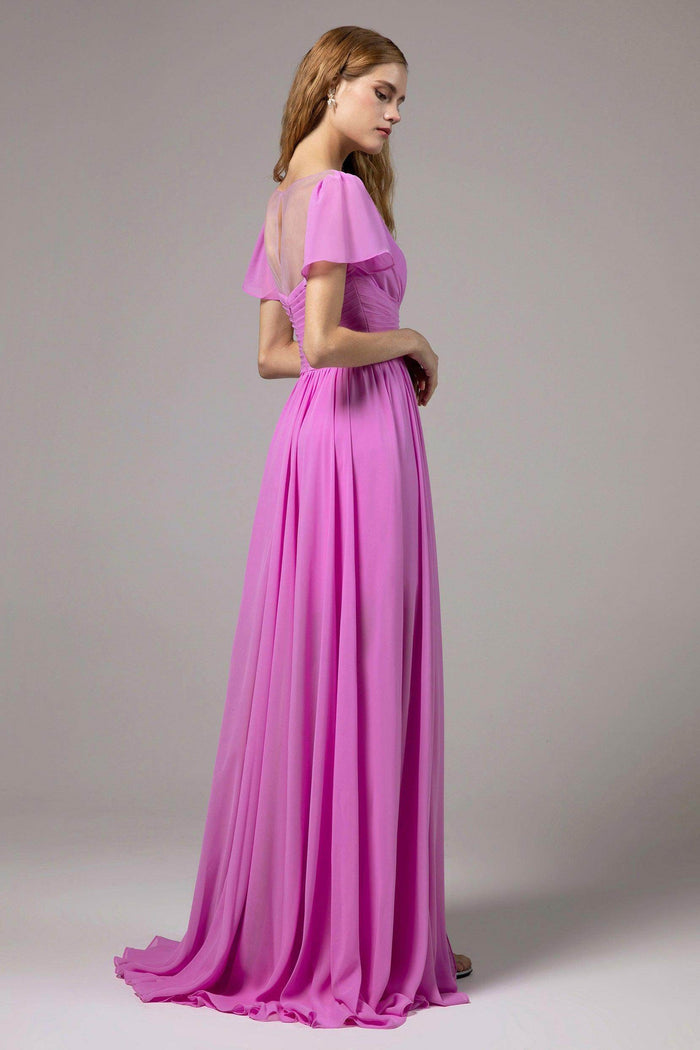 A-Line Floor Length Chiffon Bridesmaid Dress CB0396 - COCOMELODY