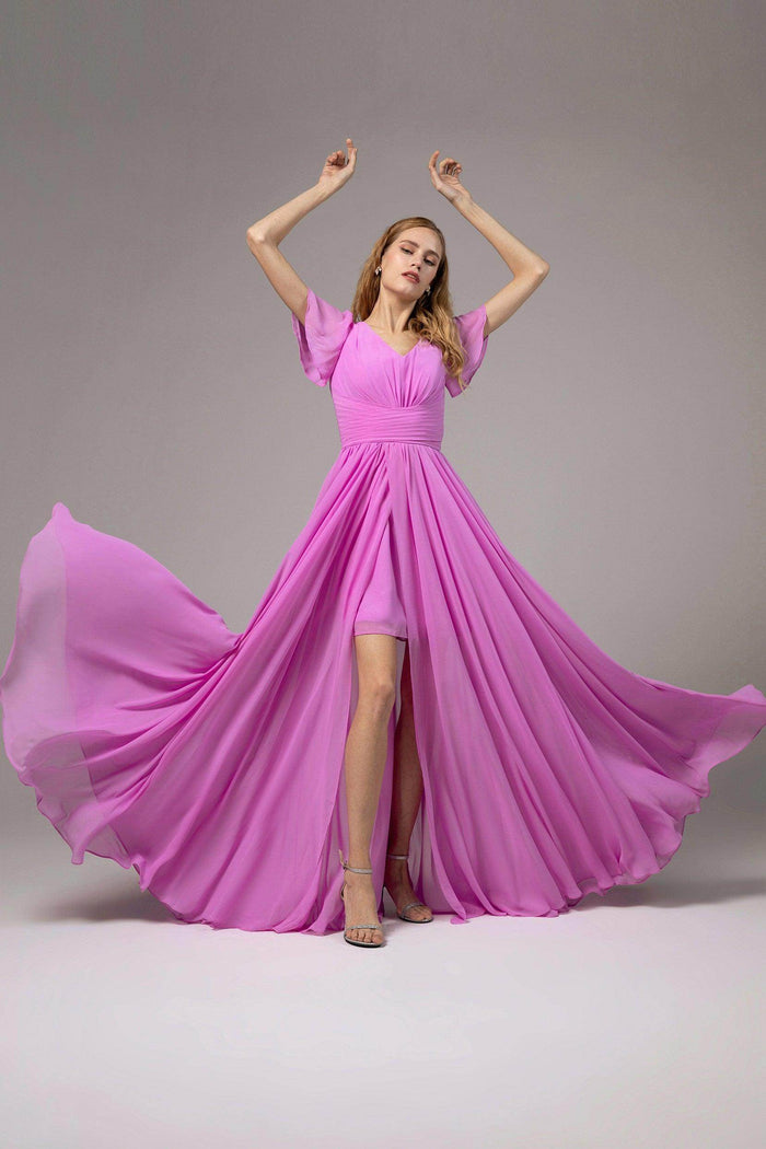 A-Line Floor Length Chiffon Bridesmaid Dress CB0396 - COCOMELODY