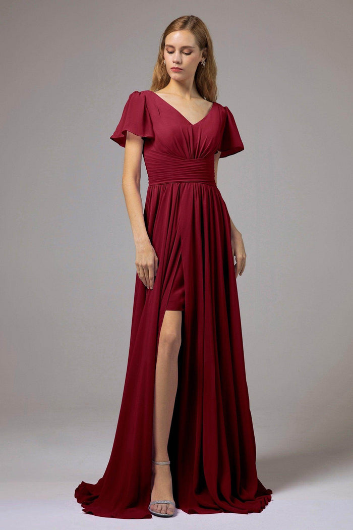 A-Line Floor Length Chiffon Bridesmaid Dress CB0396 - COCOMELODY