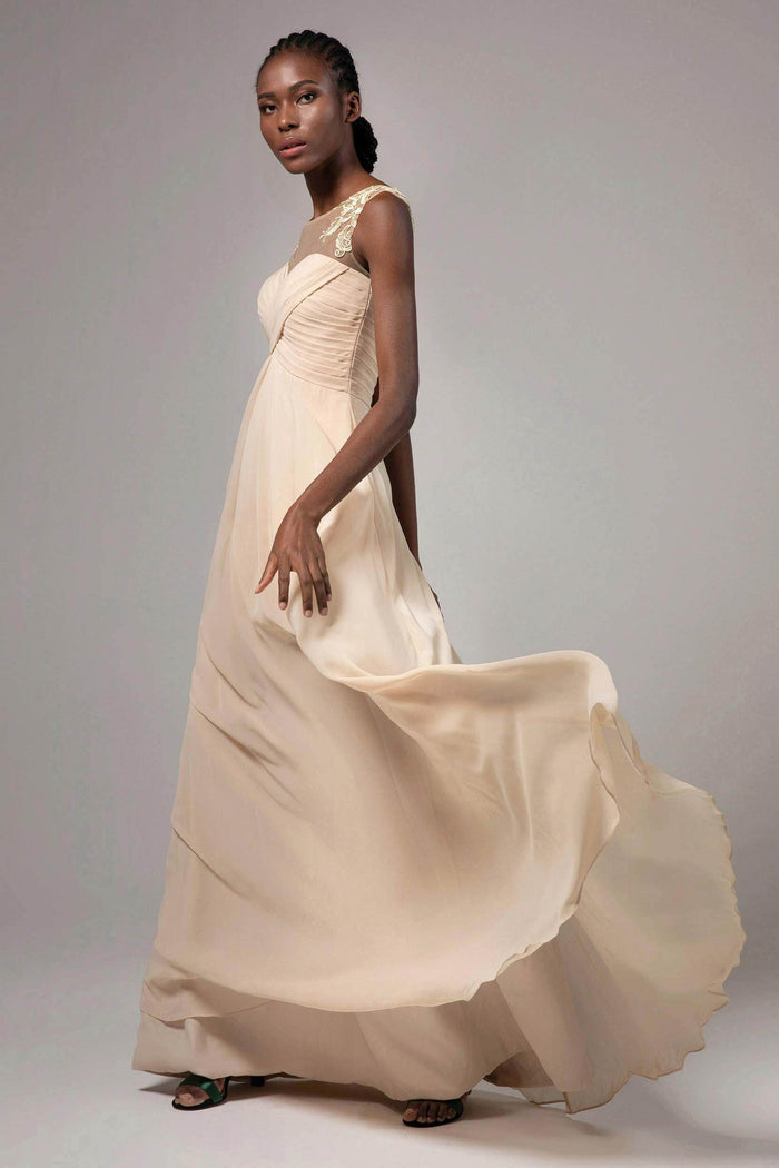A-Line Floor Length Chiffon Bridesmaid Dress CB0397 - COCOMELODY