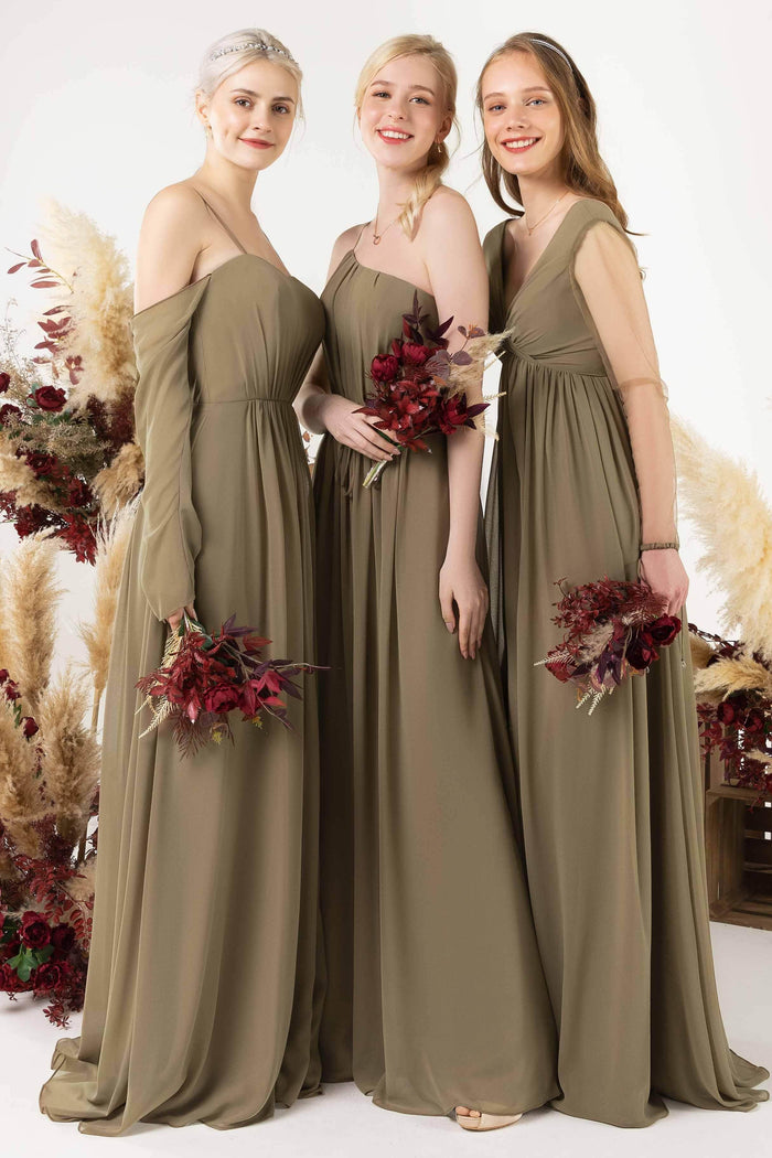 A-Line Floor Length Chiffon Bridesmaid Dress CB0462 - COCOMELODY