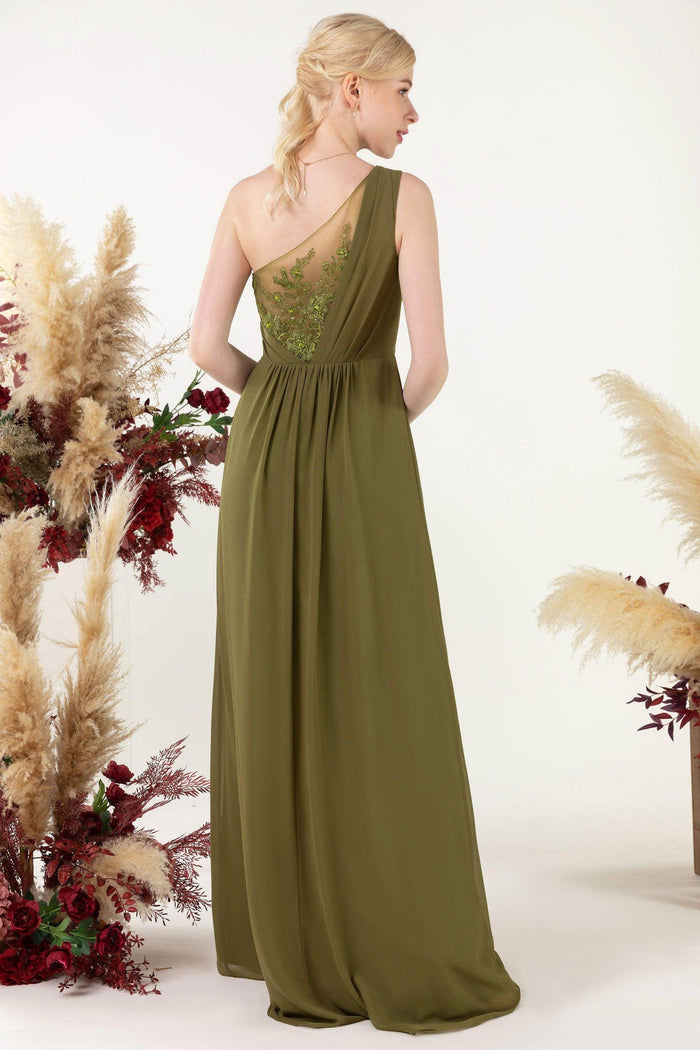 A-Line Floor Length Chiffon Bridesmaid Dress CB0477 - COCOMELODY