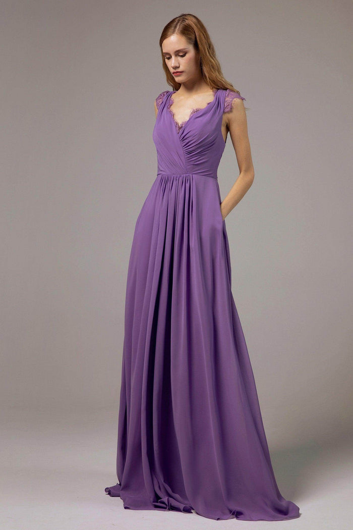 A-Line Floor Length Chiffon Bridesmaid Dress Formal Dresses CB0387 - COCOMELODY