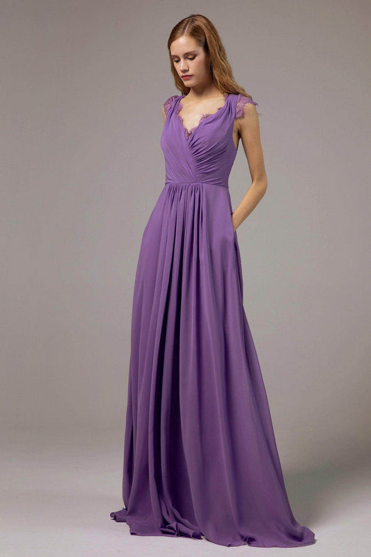 A-Line Floor Length Chiffon Bridesmaid Dress Formal Dresses CB0387 - COCOMELODY