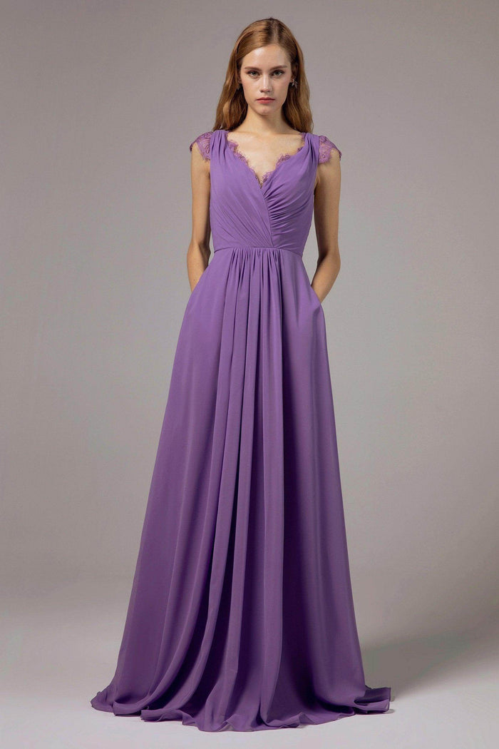 A-Line Floor Length Chiffon Bridesmaid Dress Formal Dresses CB0387 - COCOMELODY