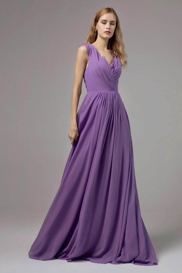 A-Line Floor Length Chiffon Bridesmaid Dress Formal Dresses CB0387 - COCOMELODY
