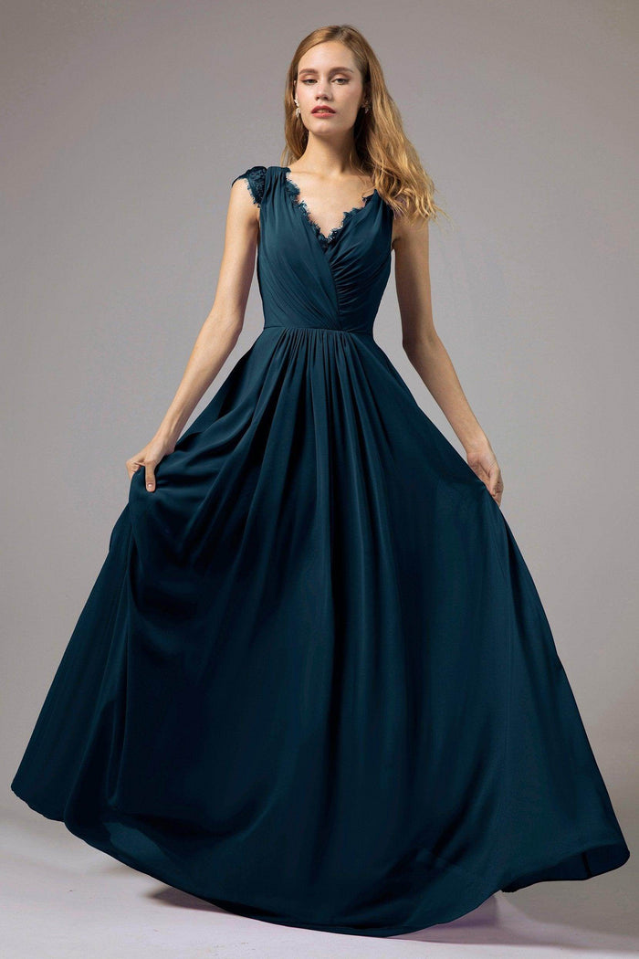 A-Line Floor Length Chiffon Bridesmaid Dress Formal Dresses CB0387 - COCOMELODY
