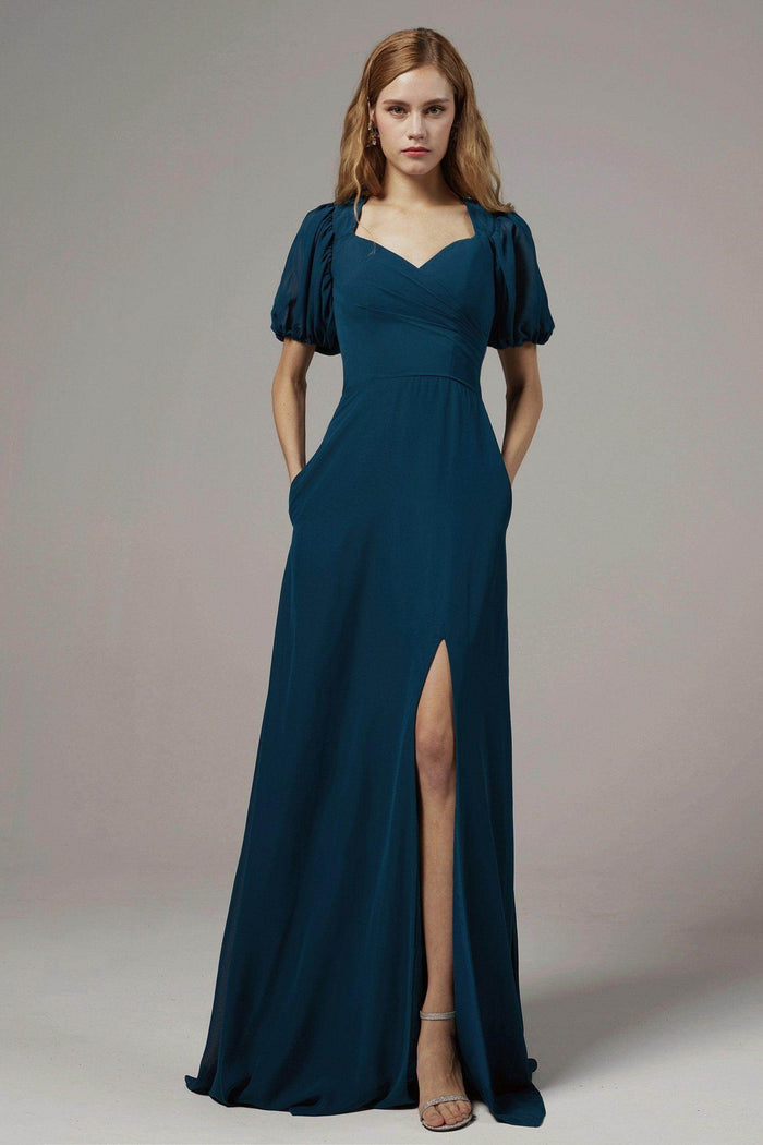 A-Line Floor Length Chiffon Bridesmaid Dress Formal Dresses CB0415 - COCOMELODY