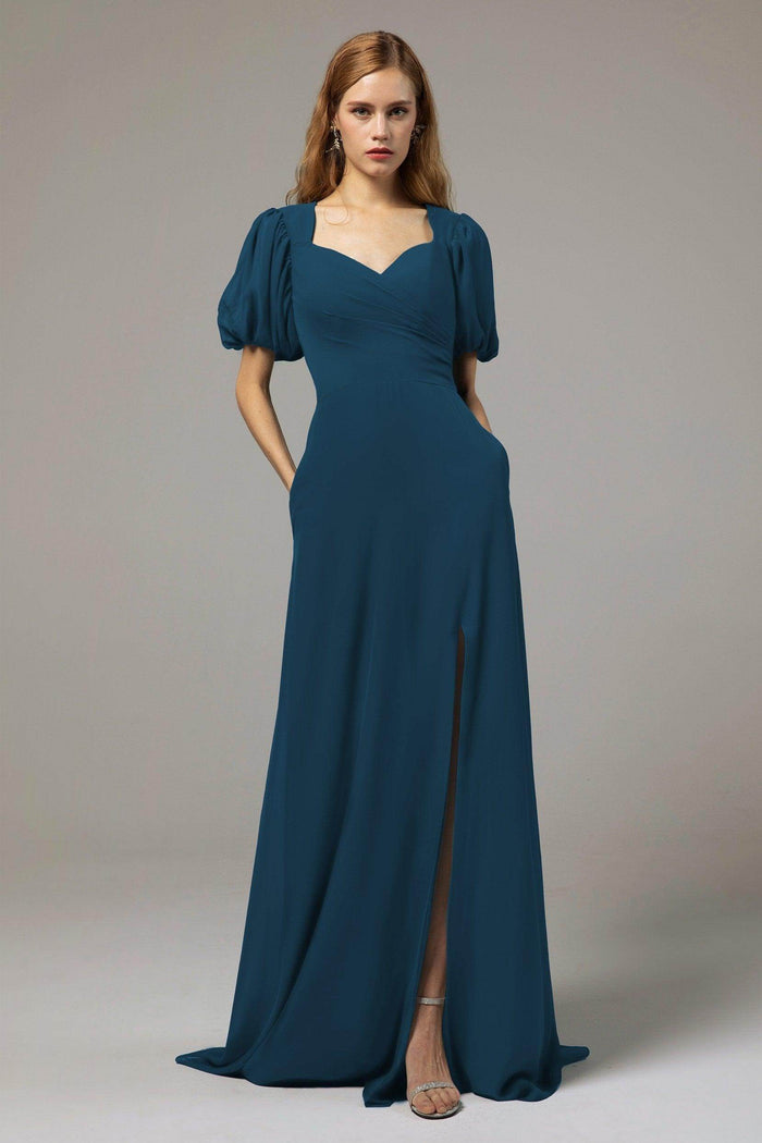 A-Line Floor Length Chiffon Bridesmaid Dress Formal Dresses CB0415 - COCOMELODY