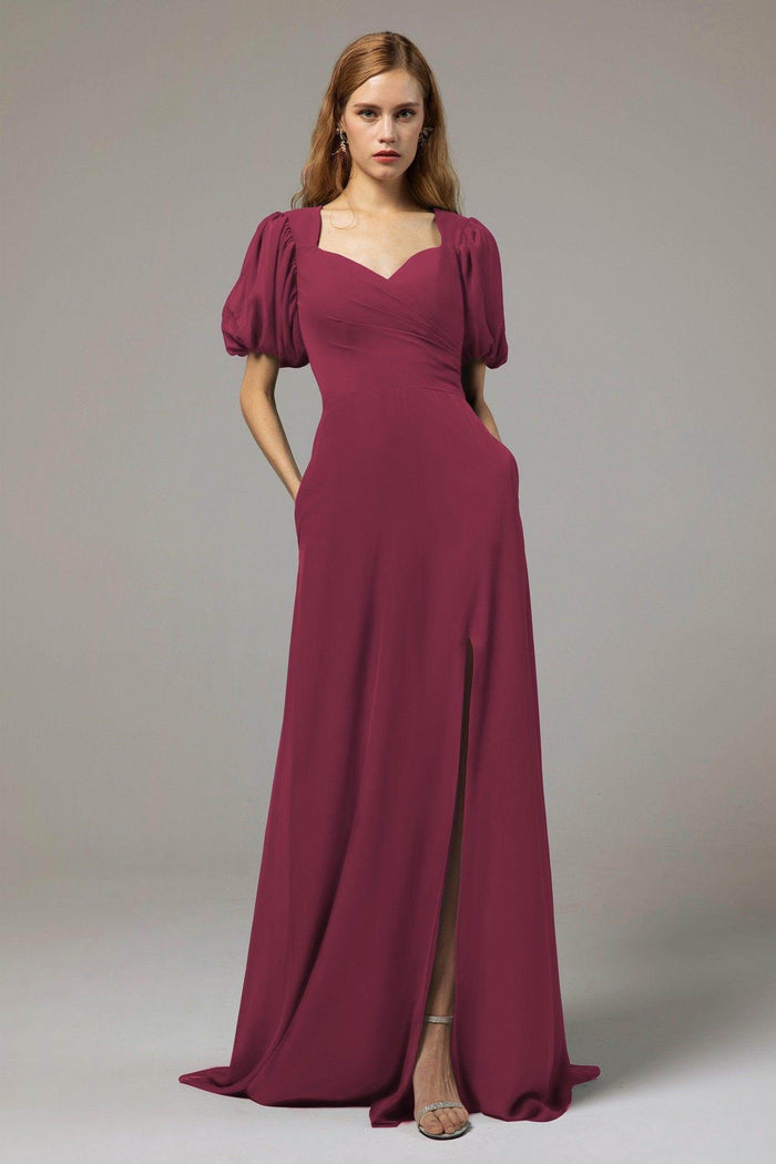 A-Line Floor Length Chiffon Bridesmaid Dress Formal Dresses CB0415 - COCOMELODY