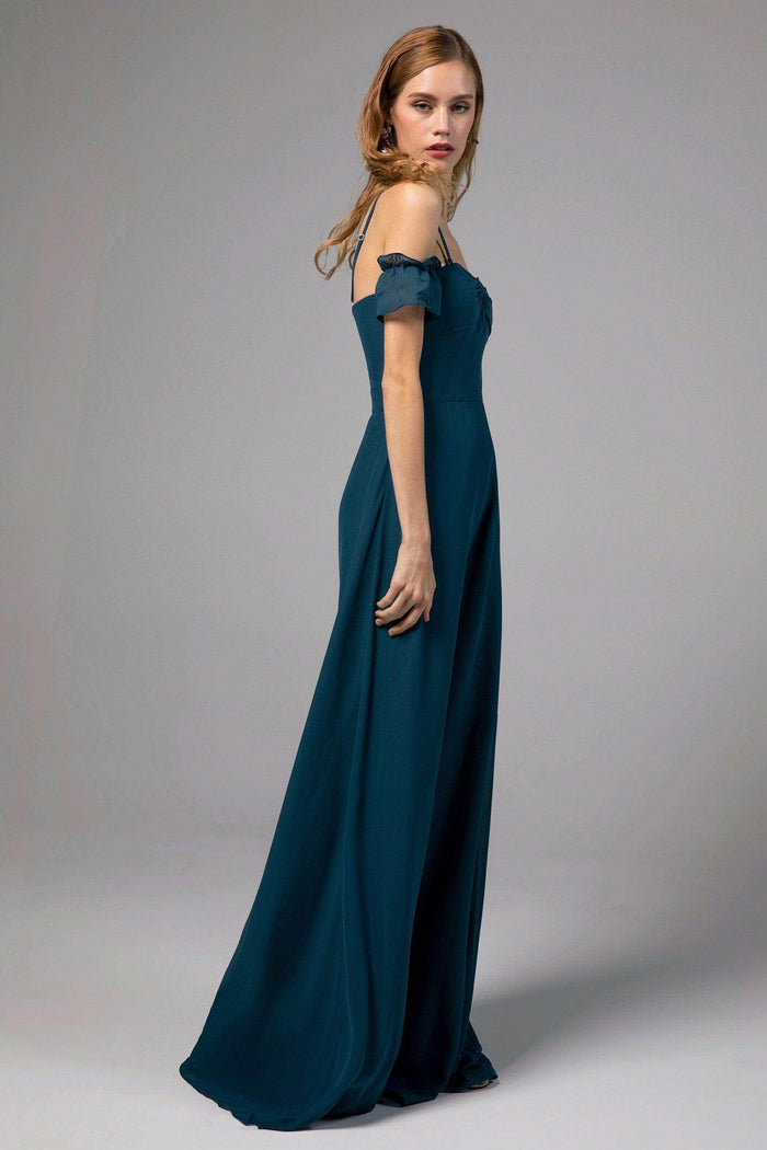 A-Line Floor Length Chiffon Bridesmaid Dress Formal Dresses CB0416 - COCOMELODY