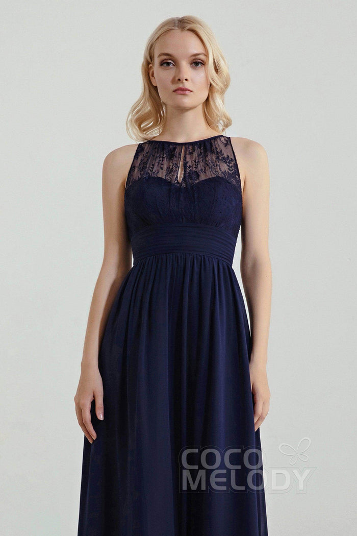 A-Line Floor Length Chiffon/Lace Bridesmaid Dress Formal Dresses CB0440 - COCOMELODY