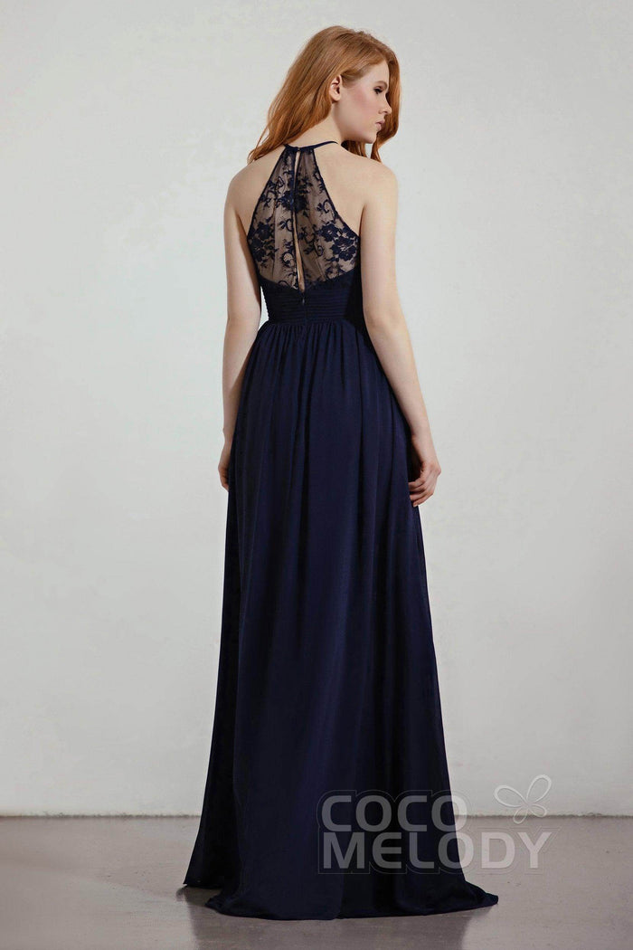 A-Line Floor Length Chiffon/Lace Bridesmaid Dress Formal Dresses CB0442 - COCOMELODY