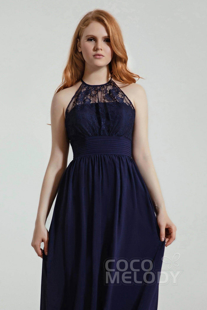 A-Line Floor Length Chiffon/Lace Bridesmaid Dress Formal Dresses CB0442 - COCOMELODY