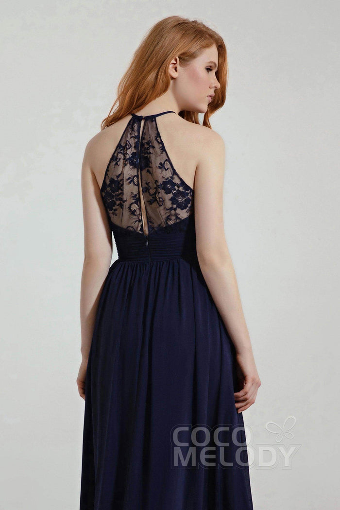 A-Line Floor Length Chiffon/Lace Bridesmaid Dress Formal Dresses CB0442 - COCOMELODY
