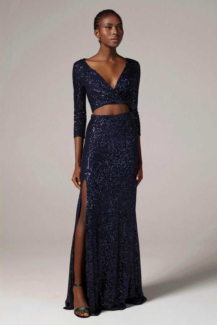 A-Line Floor Length Sequined Dress CS0292 - COCOMELODY