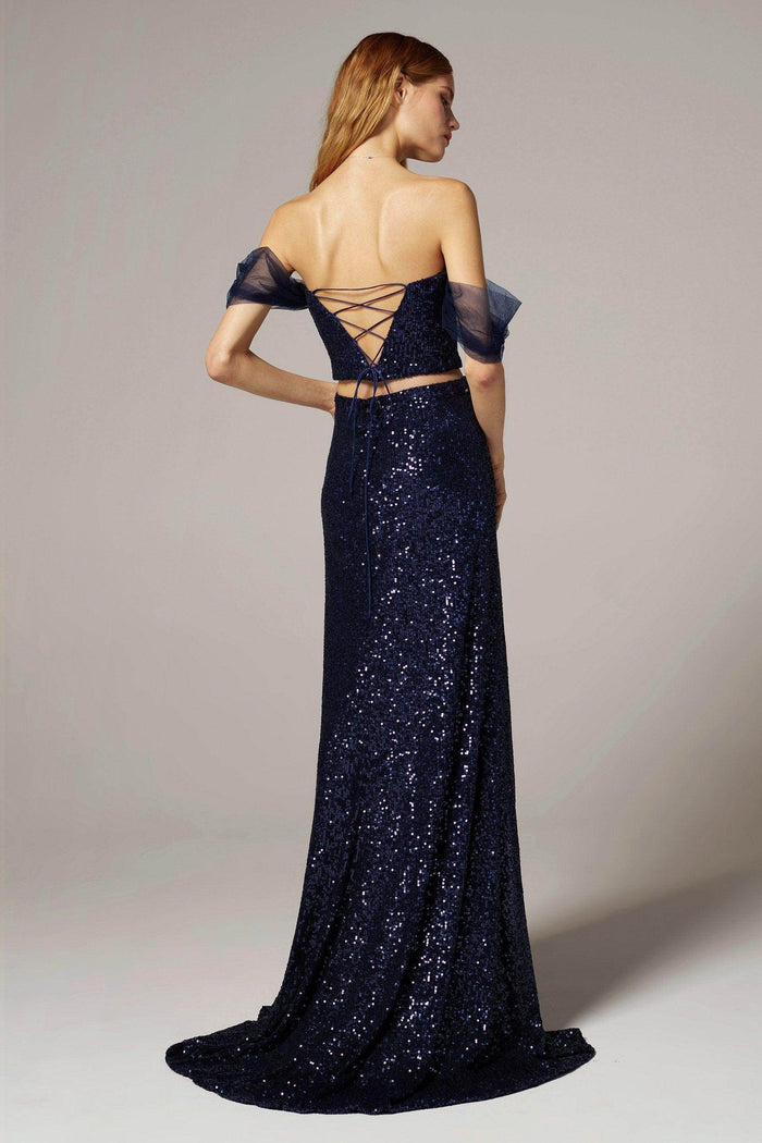 A-Line Floor Length Sequined Dress CS0297 - COCOMELODY