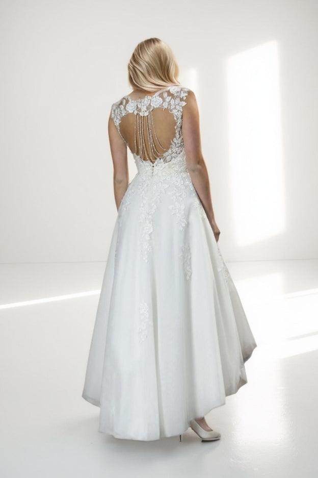A-Line High-Low Lace Tulle Wedding Dress CW3430 - COCOMELODY