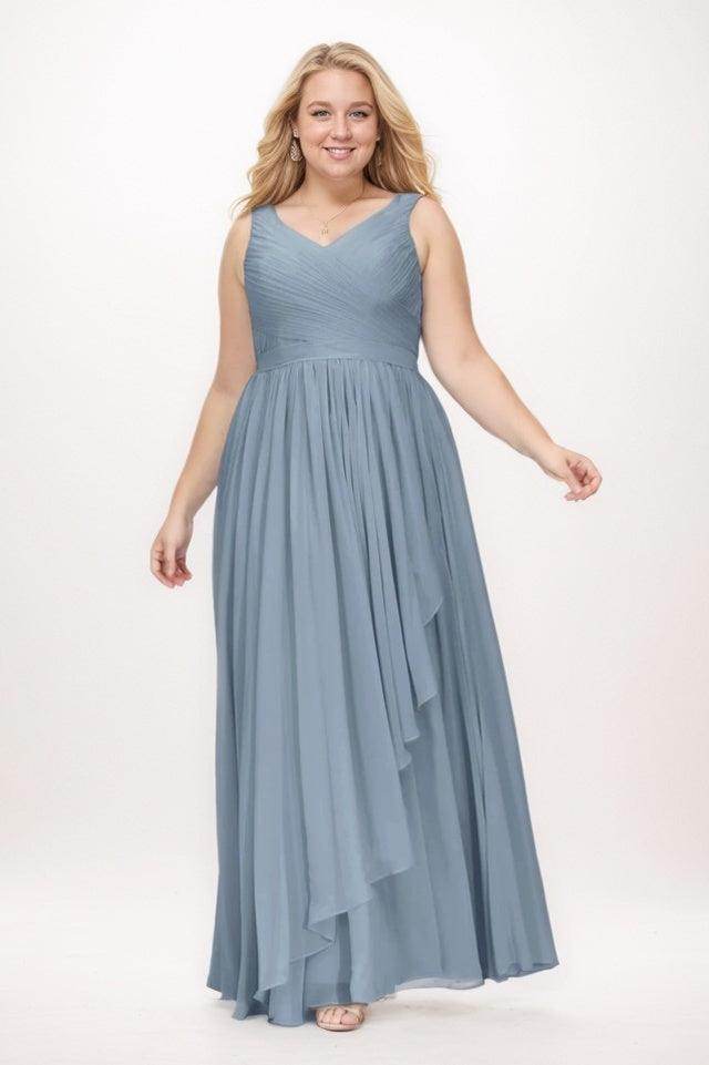 A-Line Maxi Chiffon Bridesmaid Dress CB0768 - COCOMELODY