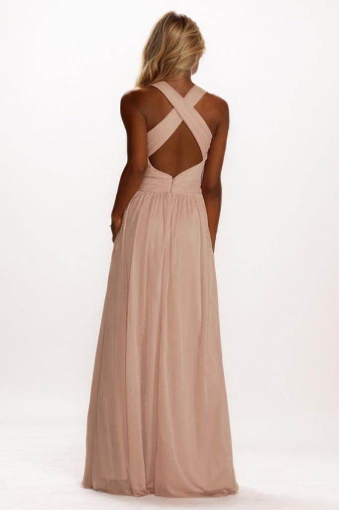 A-Line Maxi Chiffon Bridesmaid Dress CB0786 - COCOMELODY