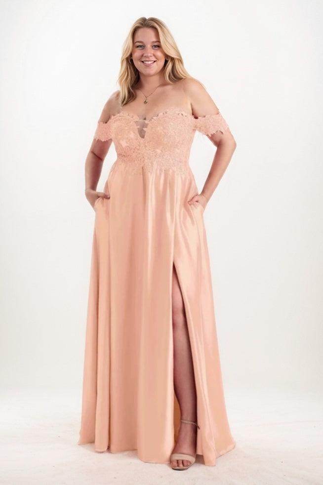 A-Line Maxi Satin Bridesmaid Dress CB0761 - COCOMELODY