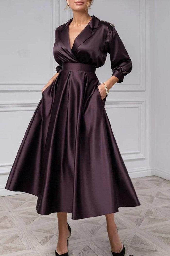A Line Princess V Neck 3/4 Sleeves Mother Of The Bride Dresses CM0360 - COCOMELODY