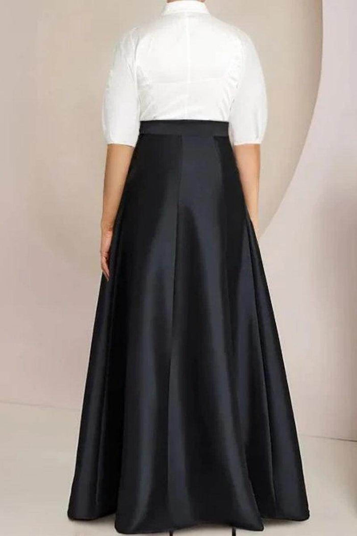 A Line Shirt Collar Short Sleeves Floor Length 2 pieces Mother Dresses CM0347 - COCOMELODY