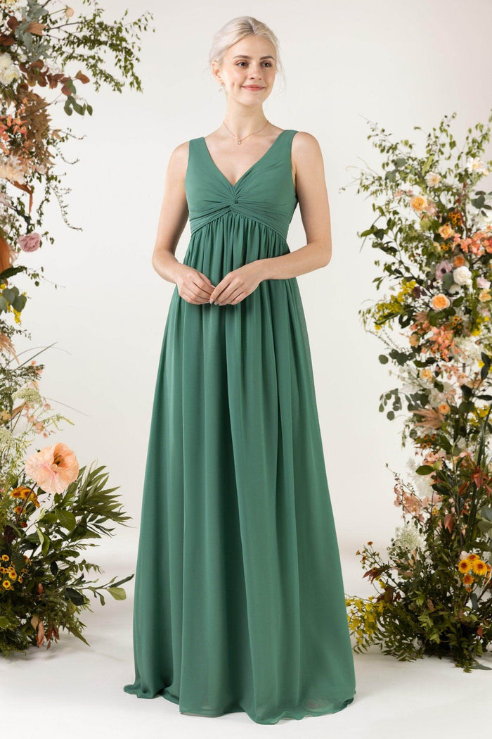 A-Line Sweep-Brush Train Chiffon Bridesmaid Dress CB0452 - COCOMELODY