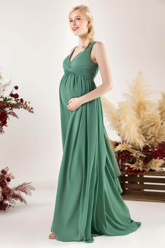 A-Line Sweep-Brush Train Chiffon Bridesmaid Dress CB0452 - COCOMELODY