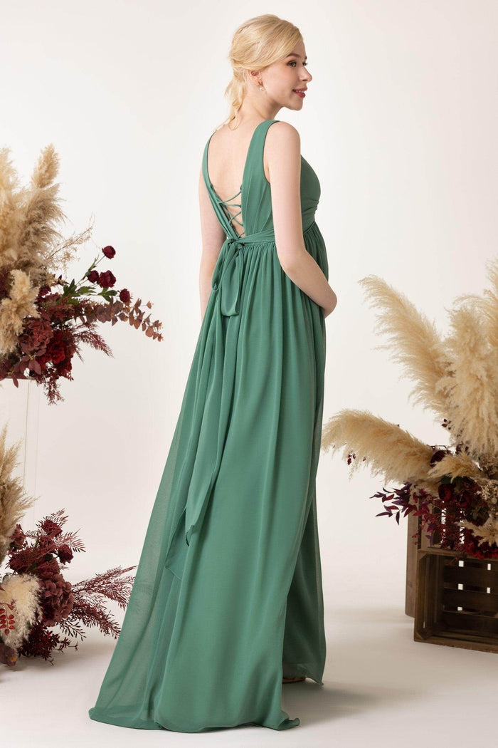 A-Line Sweep-Brush Train Chiffon Bridesmaid Dress CB0452M - COCOMELODY