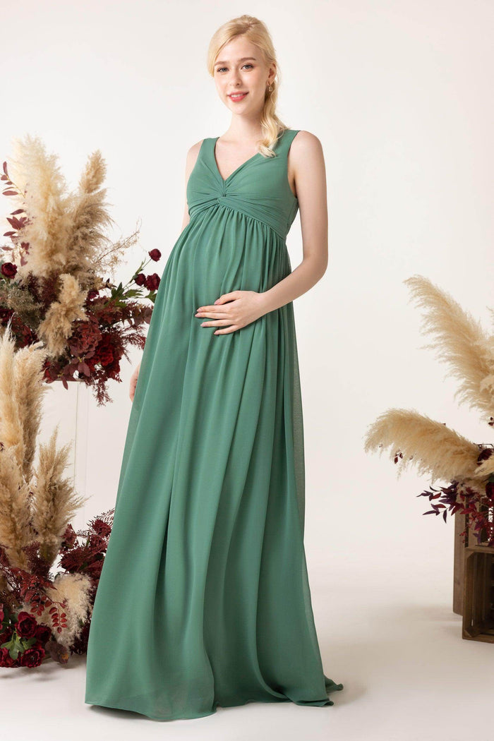 A-Line Sweep-Brush Train Chiffon Bridesmaid Dress CB0452M - COCOMELODY