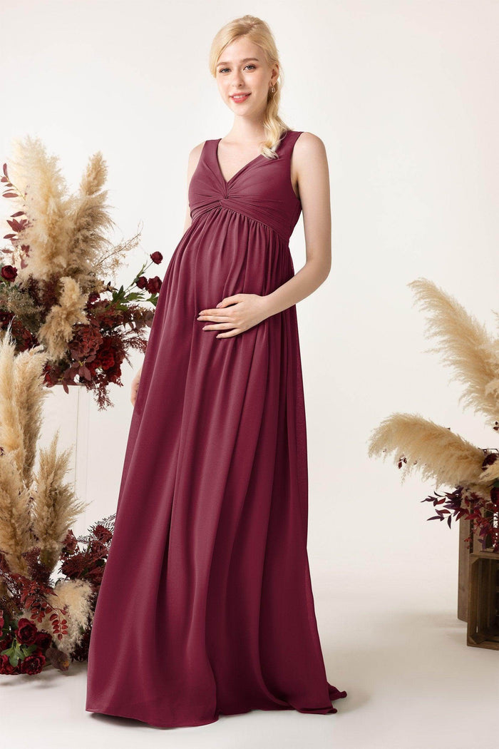 A-Line Sweep-Brush Train Chiffon Bridesmaid Dress CB0452M - COCOMELODY