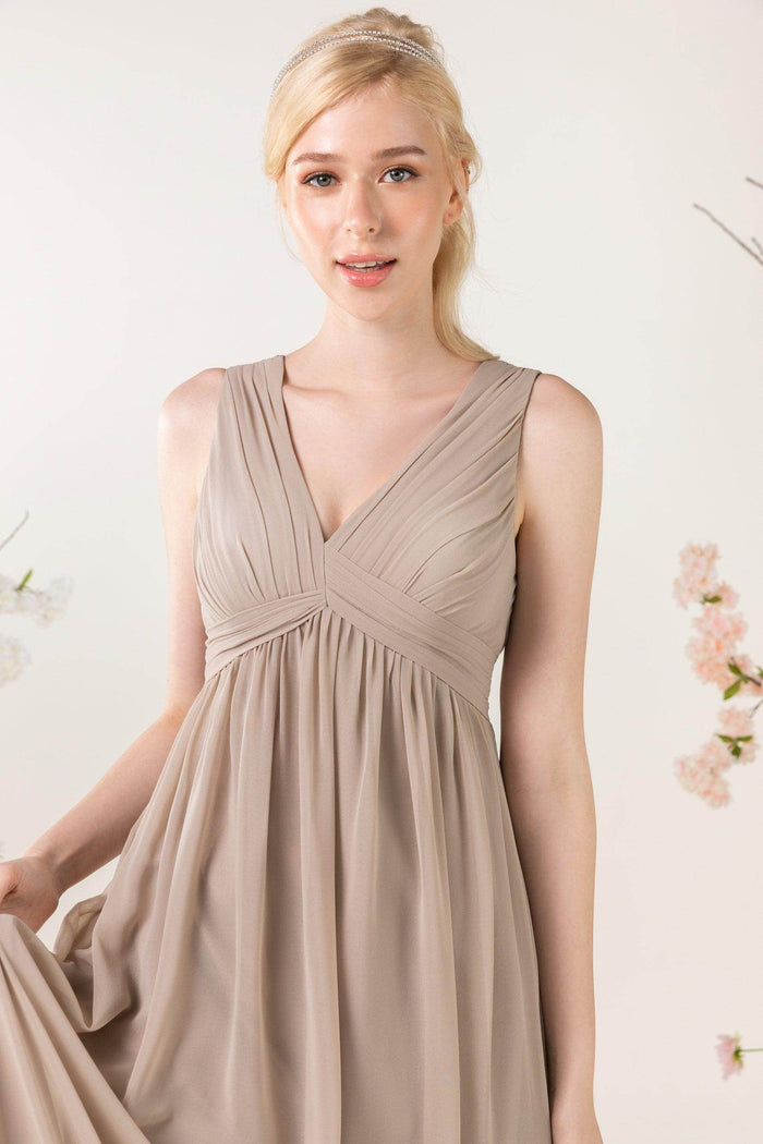 A-Line Sweep-Brush Train Chiffon Bridesmaid Dress CB0455 - COCOMELODY