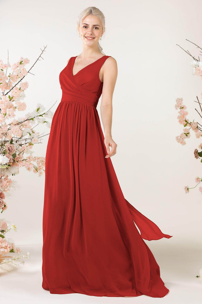 A-Line Sweep-Brush Train Chiffon Bridesmaid Dress CB0456 - COCOMELODY