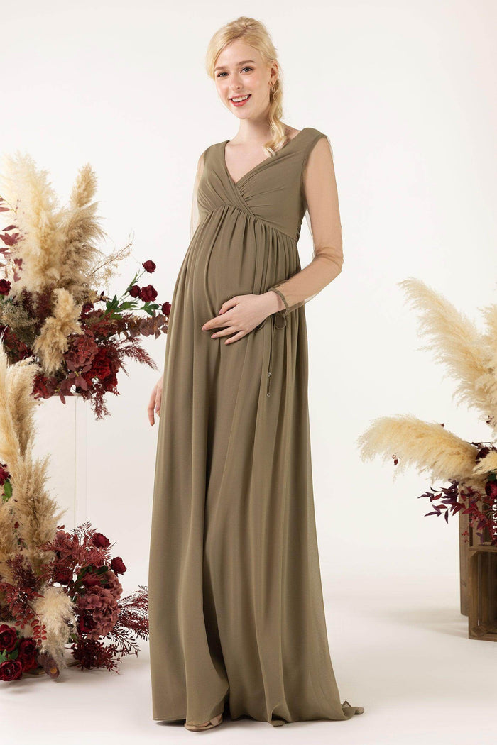 A-Line Sweep-Brush Train Chiffon Bridesmaid Dress CB0461 - COCOMELODY