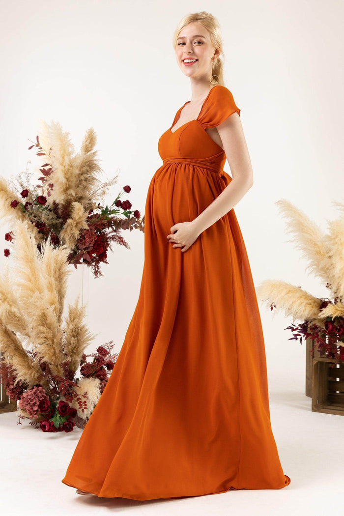 A-Line Sweep-Brush Train Chiffon Bridesmaid Dress CB0470M - COCOMELODY
