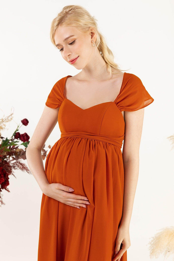 A-Line Sweep-Brush Train Chiffon Bridesmaid Dress CB0470M - COCOMELODY