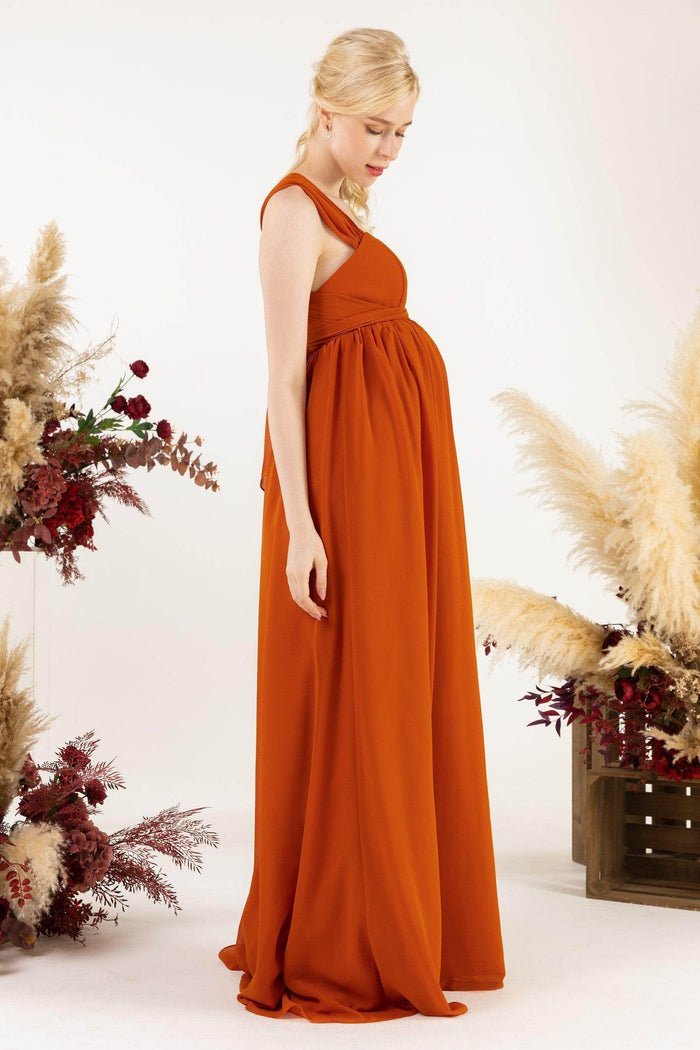 A-Line Sweep-Brush Train Chiffon Bridesmaid Dress CB0470M - COCOMELODY