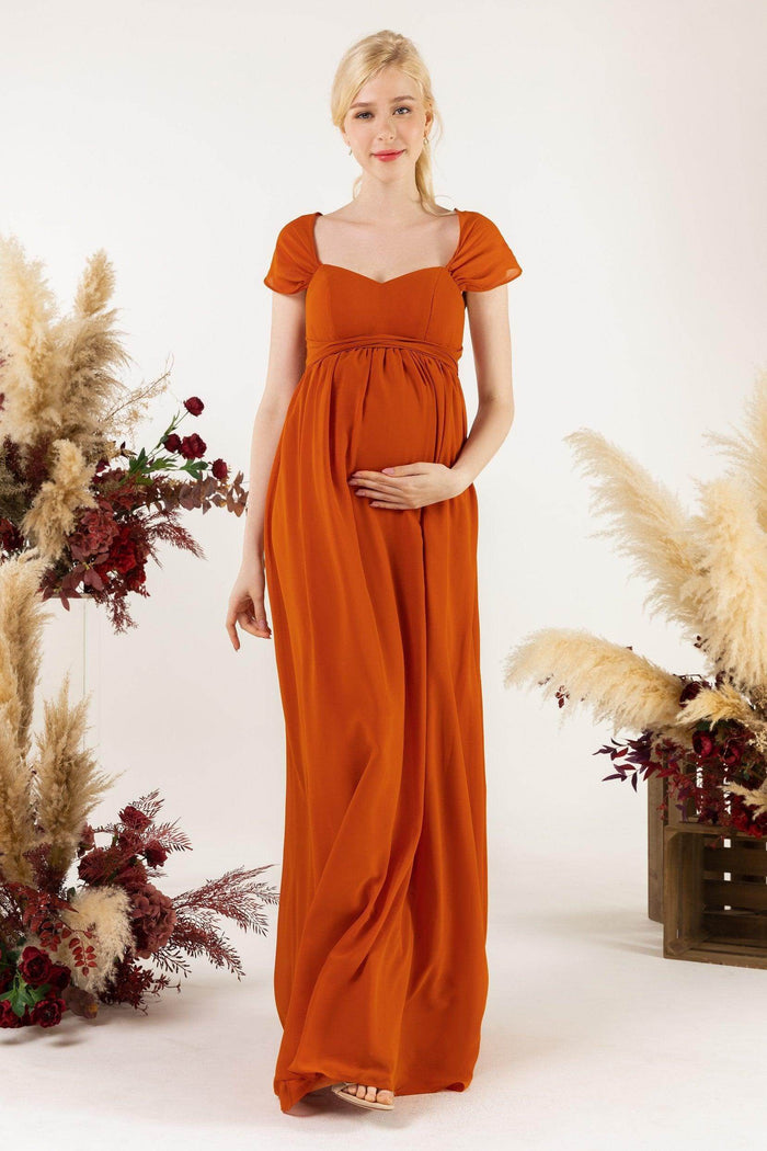 A-Line Sweep-Brush Train Chiffon Bridesmaid Dress CB0470M - COCOMELODY