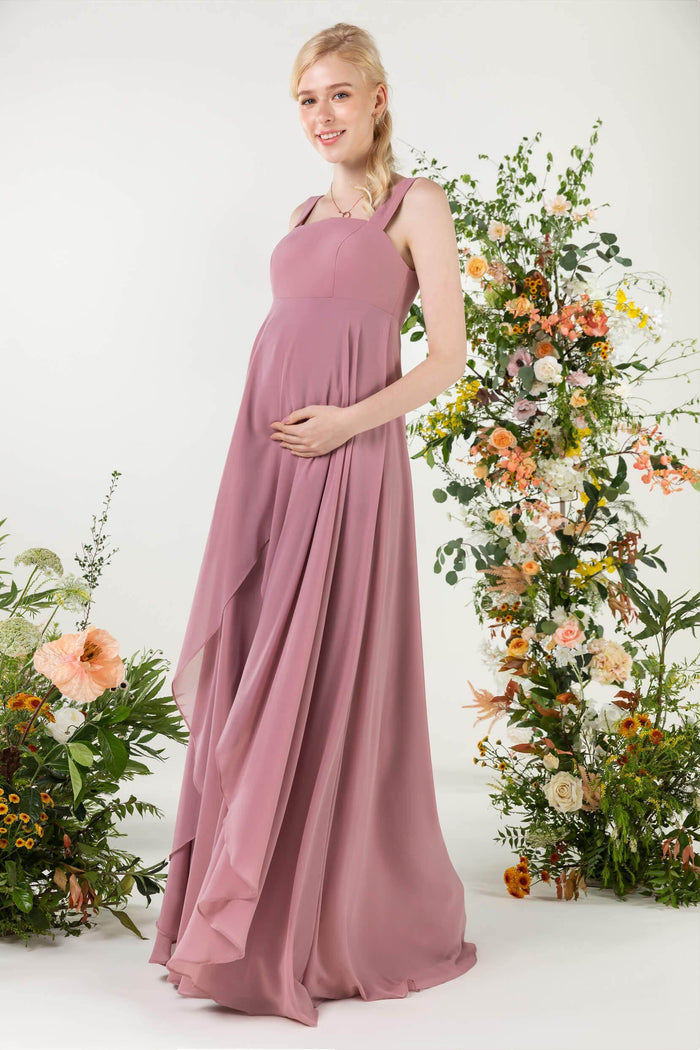 A-Line Sweep-Brush Train Chiffon Bridesmaid Dress CB0473 - COCOMELODY