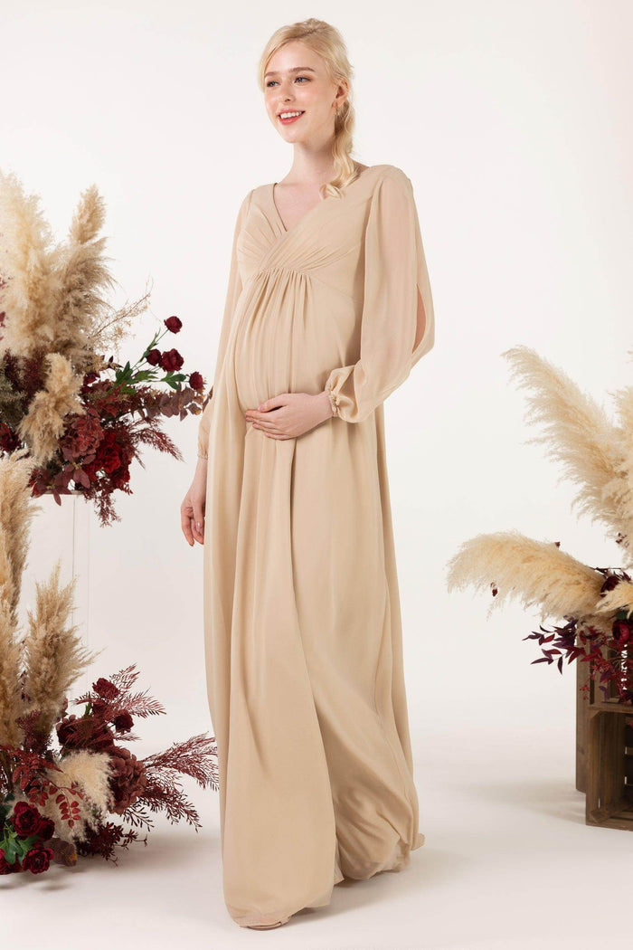 A-Line Sweep-Brush Train Chiffon Bridesmaid Dress CB0479 - COCOMELODY