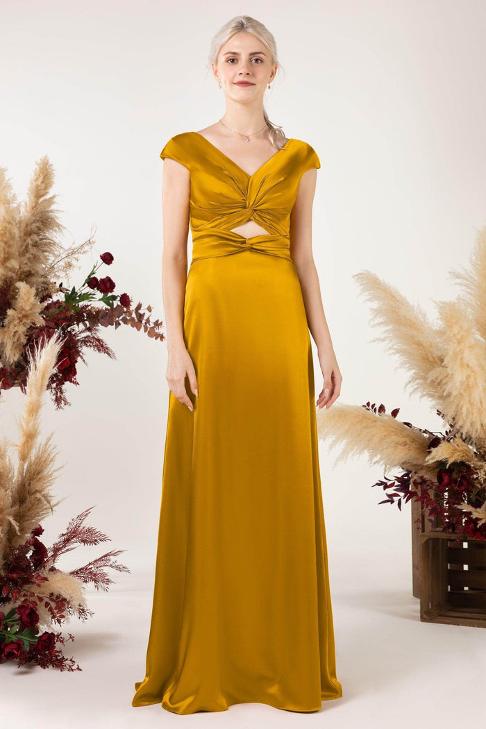 A-Line Sweep Luxe Satin Bridesmaid Dress Formal Dresses CB0497 - COCOMELODY