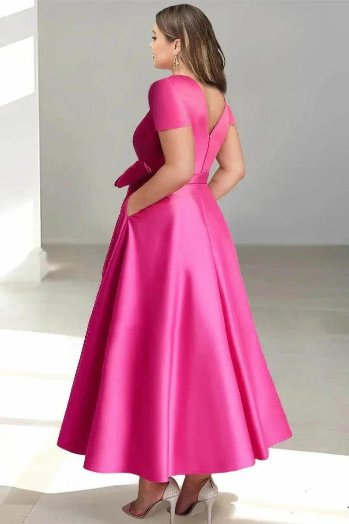 A Line V Neck Mother of the Bride Dresses with Pockets CM0350CR - COCOMELODY