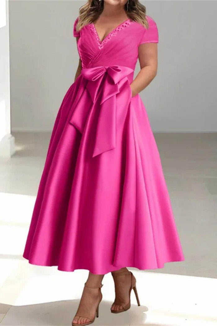 A Line V Neck Mother of the Bride Dresses with Pockets CM0350 - COCOMELODY