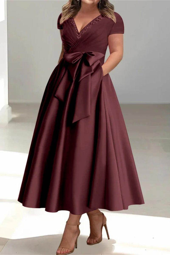 A Line V Neck Mother of the Bride Dresses with Pockets CM0350 - COCOMELODY