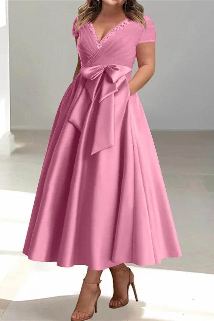A Line V Neck Mother of the Bride Dresses with Pockets CM0350 - COCOMELODY
