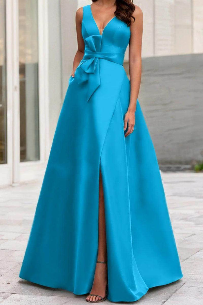 A Line V Neck Sleeveless Mother Of The Bride Dresses CM0341 - COCOMELODY